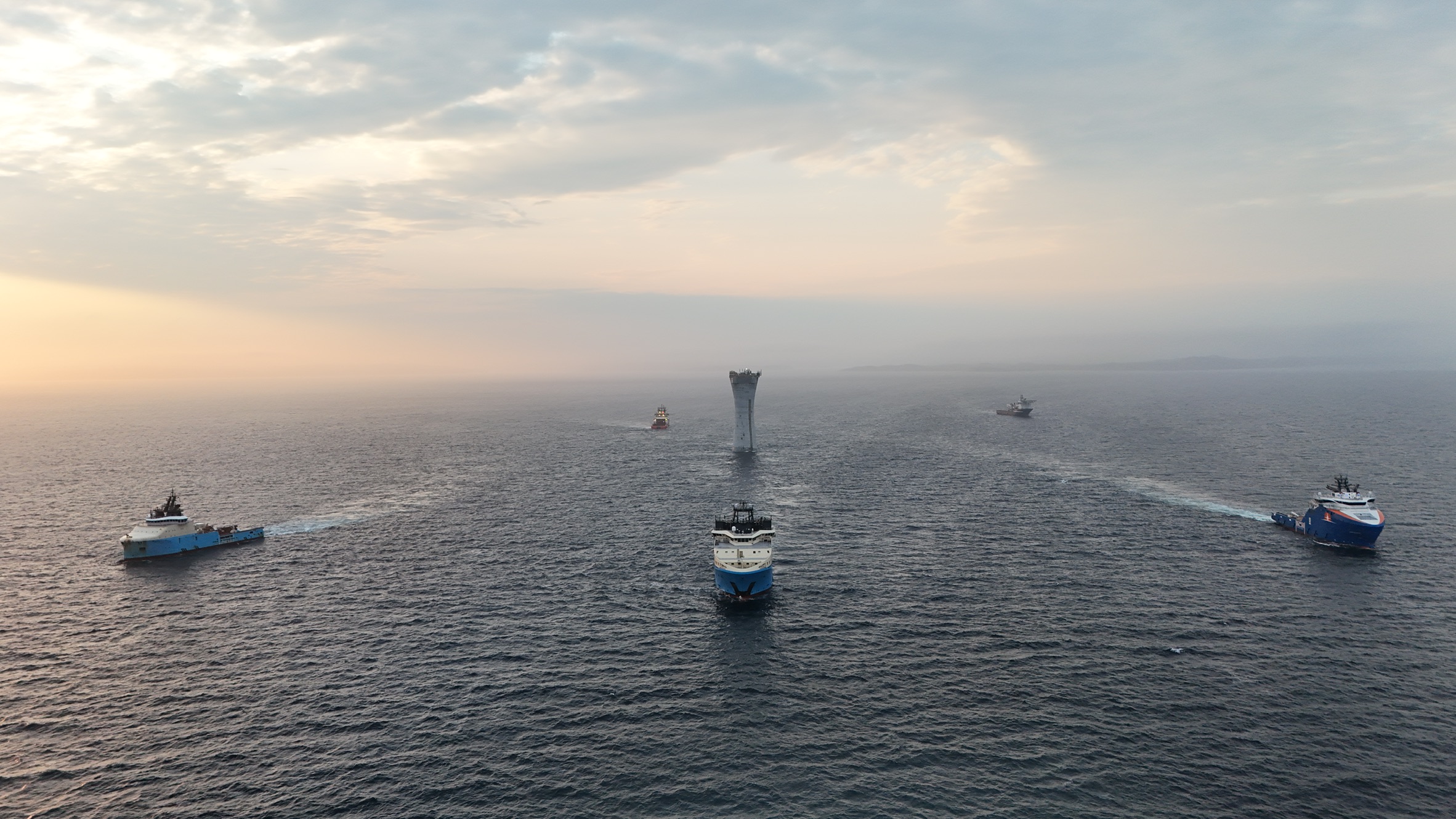 West White Rose Concrete Gravity Structure during tow-out offshore Newfoundland